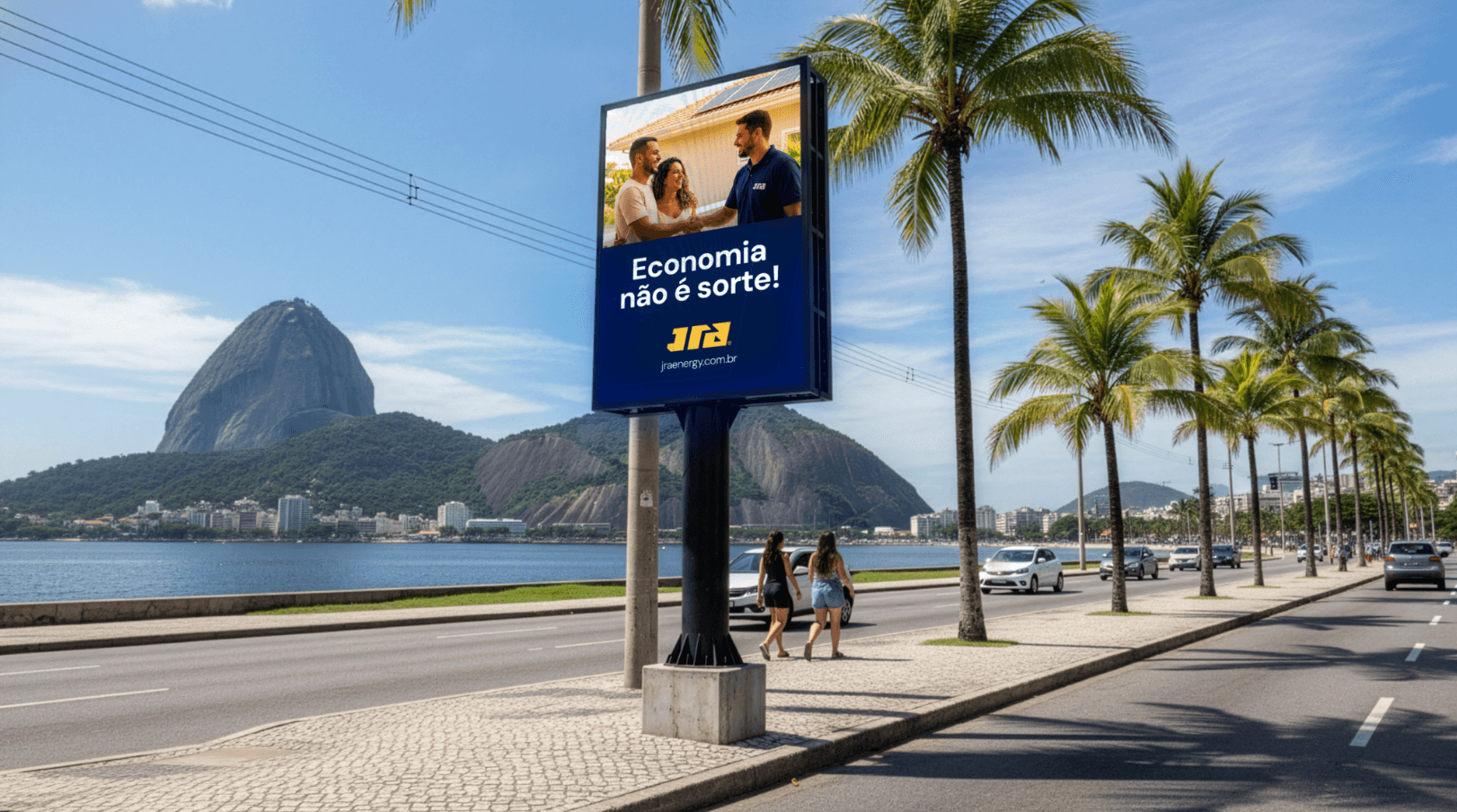 Marca da JRA Energia aplicada em mídia exterior